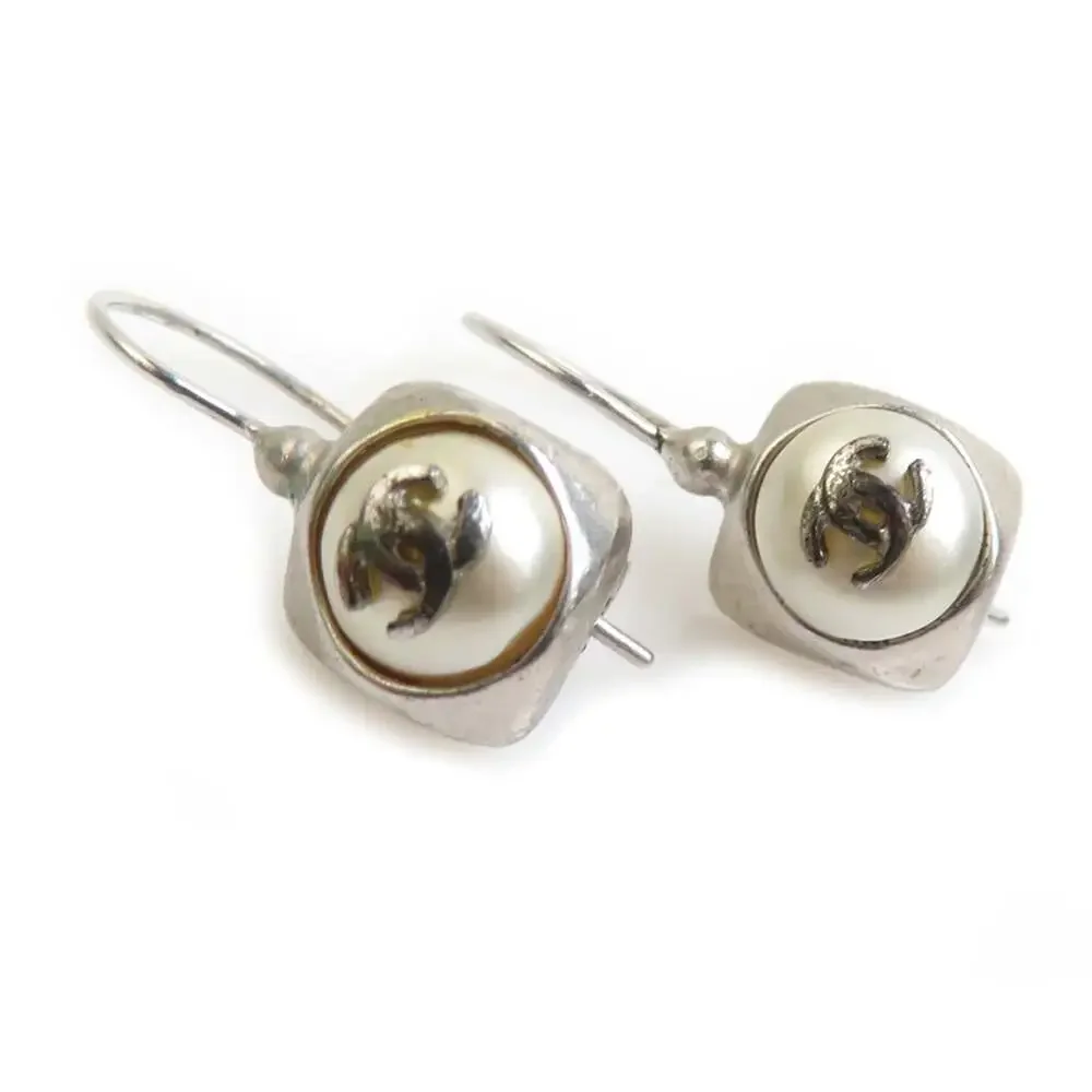 Chanel Cc Logo Earrings Silver-Tone #250197C53B